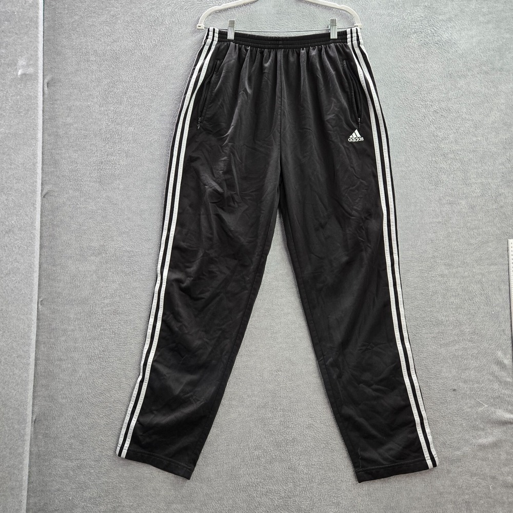 Adidas Men Activewear Pants XL Black Track Breakaway Logo Embroidered Y2K